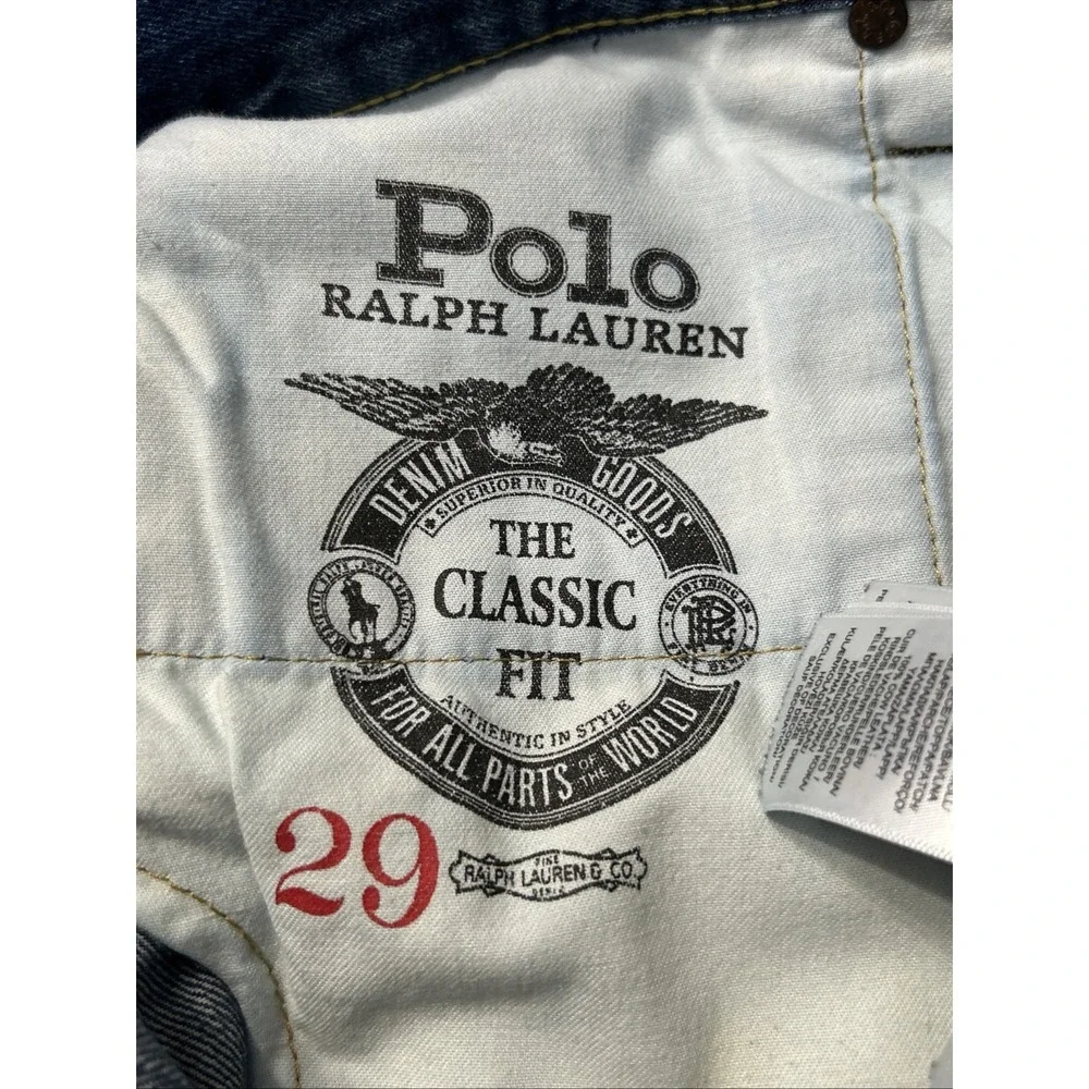 Mens Polo Ralph Lauren Classic Fit Jean Shorts Jorts Blue Denim Frayed Hem Sz 29